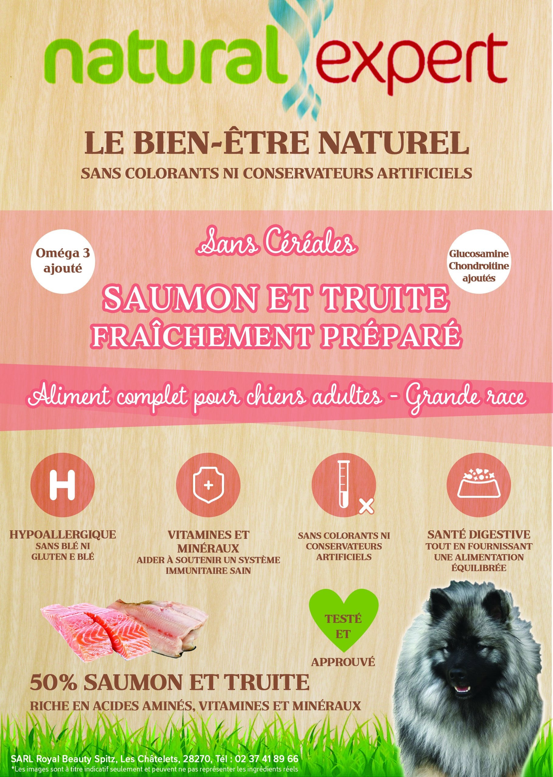 Croquettes saumon et truite chien